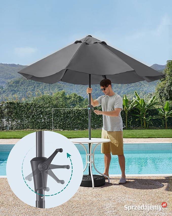 Parasol 340 z korbą do otwieraniazamykania Pozostałe Wyrzeka