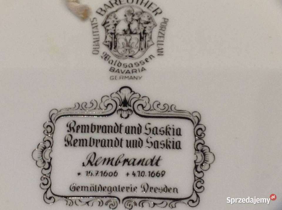 Talerz Porcelanowy REMBRANDT Sygnowany Dekoracja Antyki, Sztuka, Kolekcje lubuskie