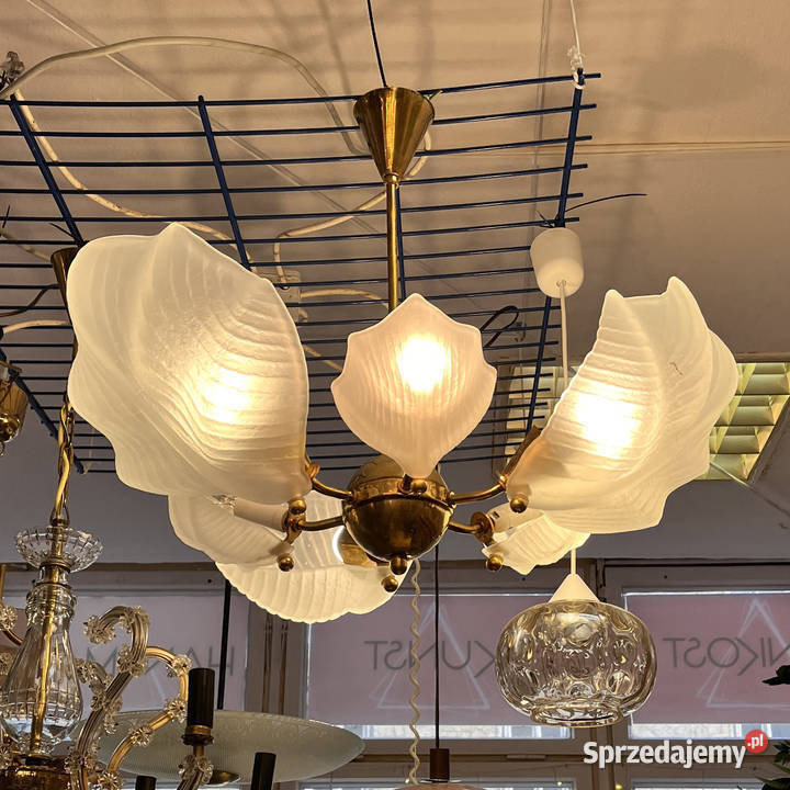 Piękny Żyrandol liście elezny Brod Sklo ZBS Lampy wiszące mazowieckie Warszawa