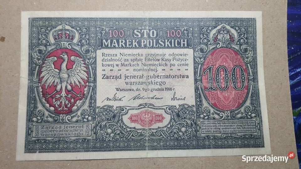 RARYTAS 100 Marek Polskich 1916 JENERAŁ Numizmatyka Warszawa