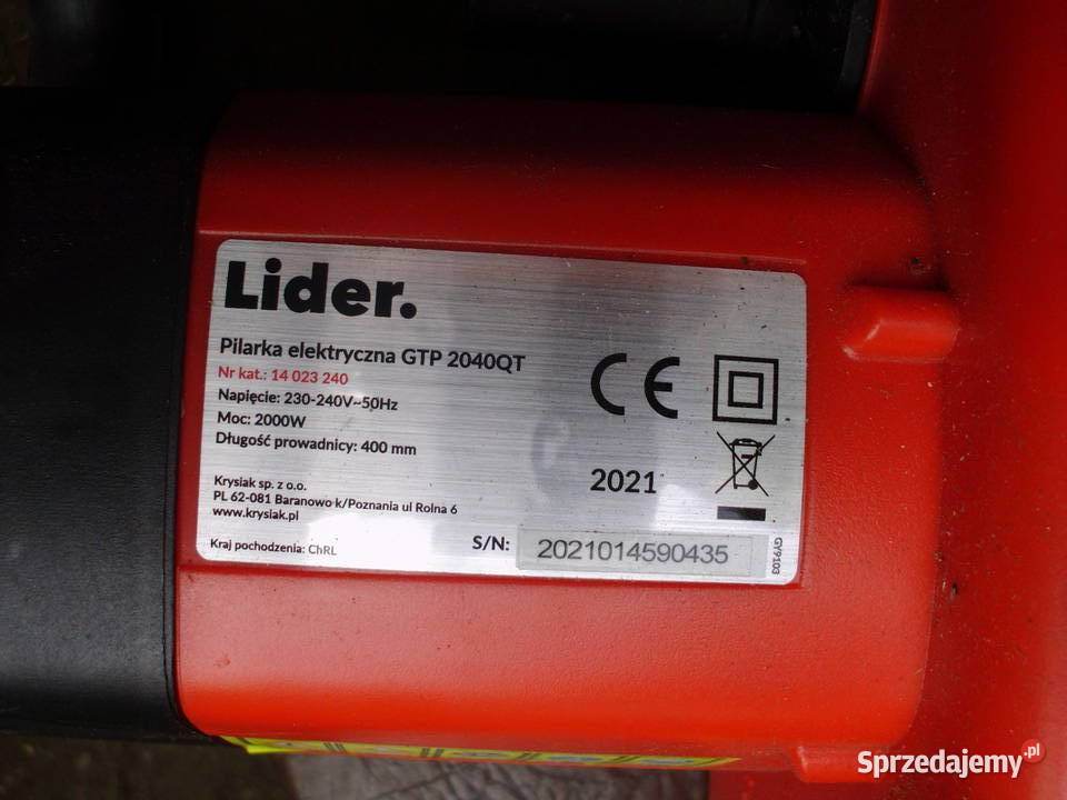 Piła łańcuchowa Lider 2000 W GTP 2040QT Piły łańcuchowe pomorskie Gdańsk