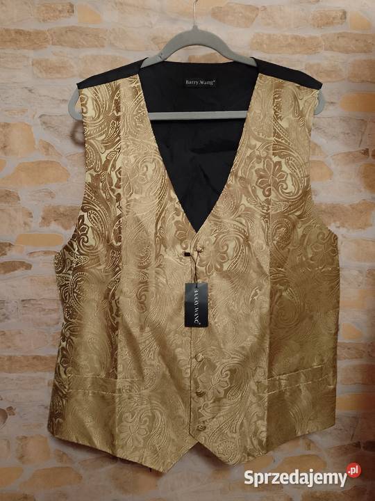 3XL4XL Wytworna złota kamizelka garniturowa z Kraków