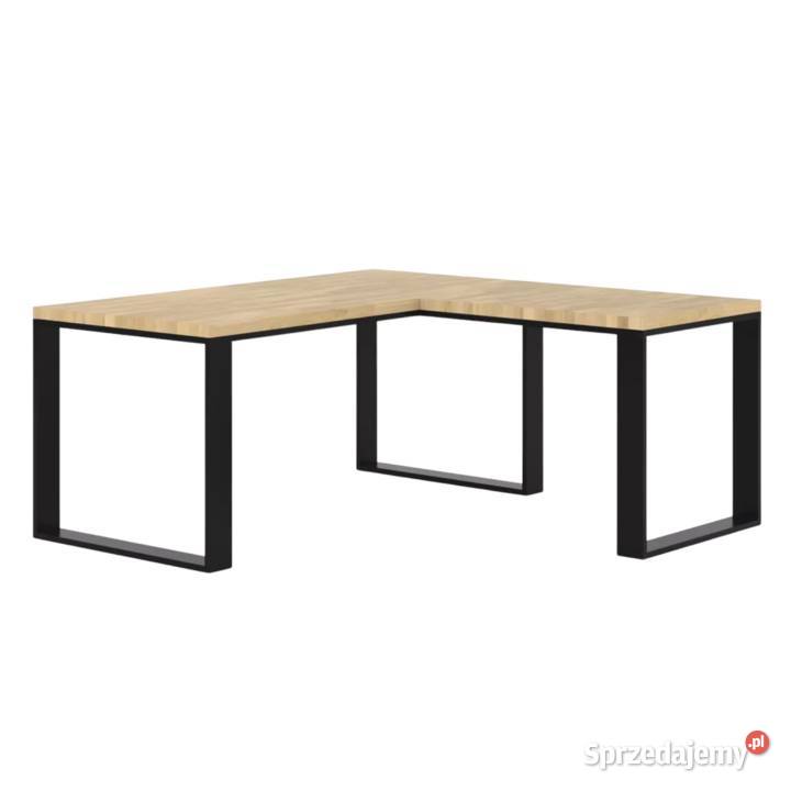 Biurko Narożne z Drewna Dębowego Stalowy Stelaż Lampki biurkowe małopolskie Gdów