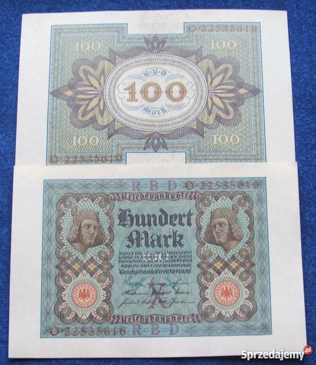 STARE NIEMCY 100 MARK 1920 Kolekcjonerski 1 UNC Katowice