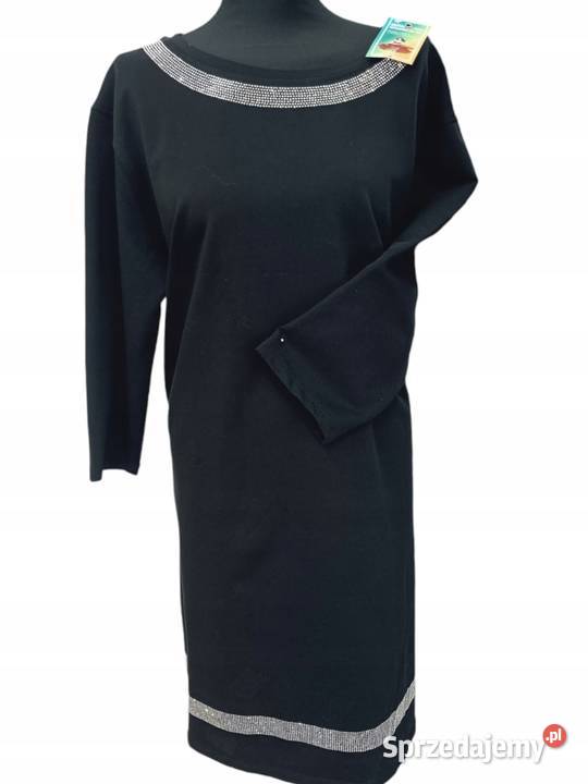 Czarna sukienka plus size glamour koronka kolorowy Pątnów