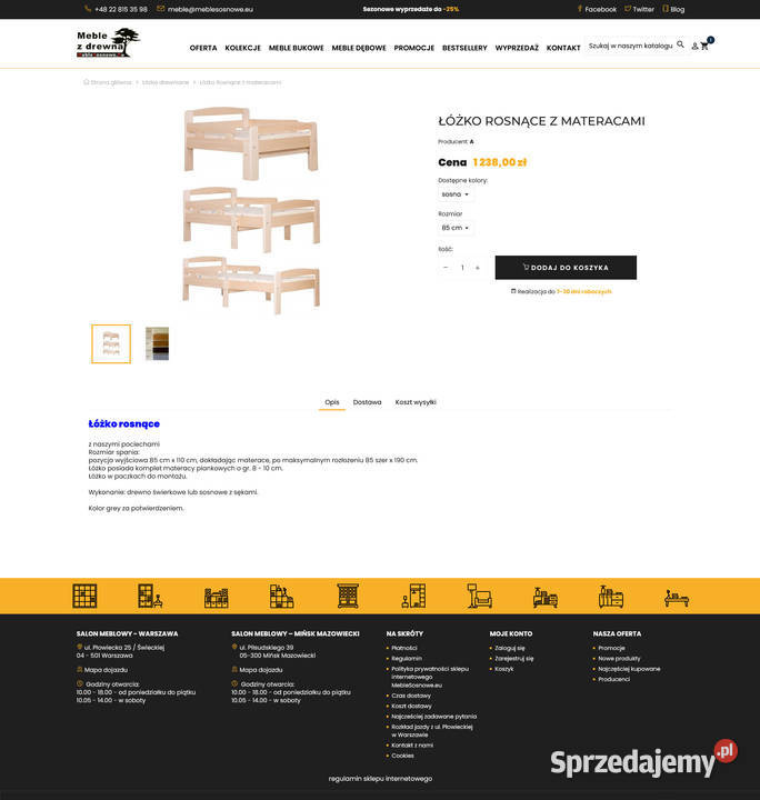 Łóżko rosnące z dzieckiem komplet z materacem Meble Poznań