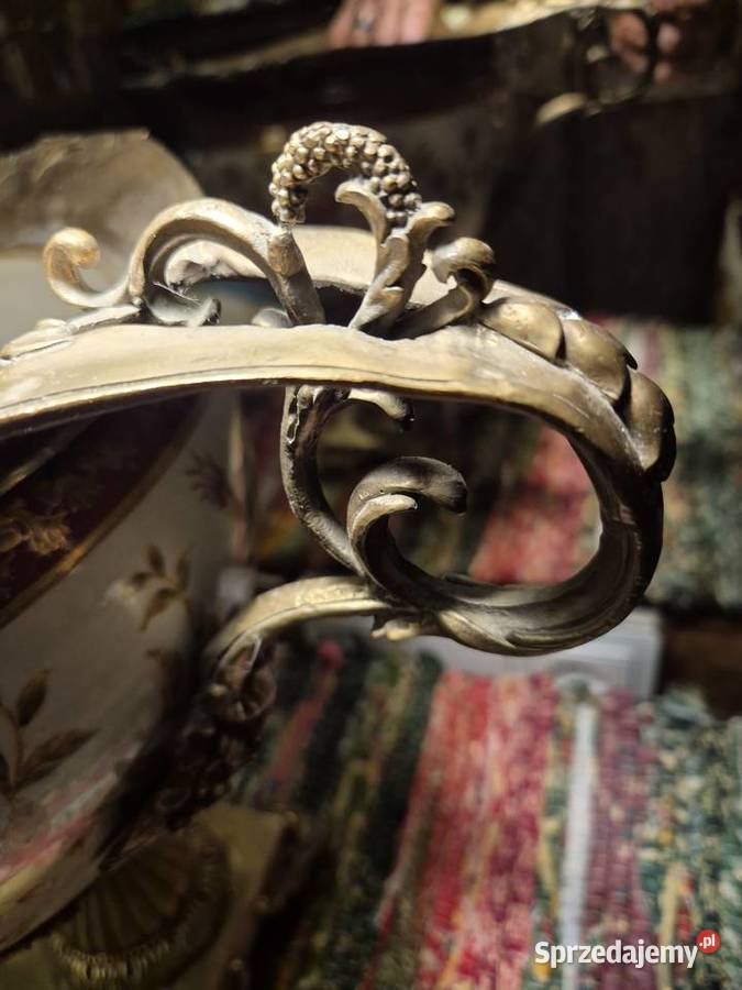 Waza porcelanowa z różami przepiękne okucie Antyki, Sztuka, Kolekcje Wrocław