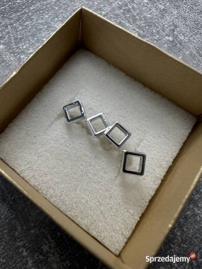 Kolczyki srebrne kwadraty kwadrat podkarpackie Jasło sprzedam