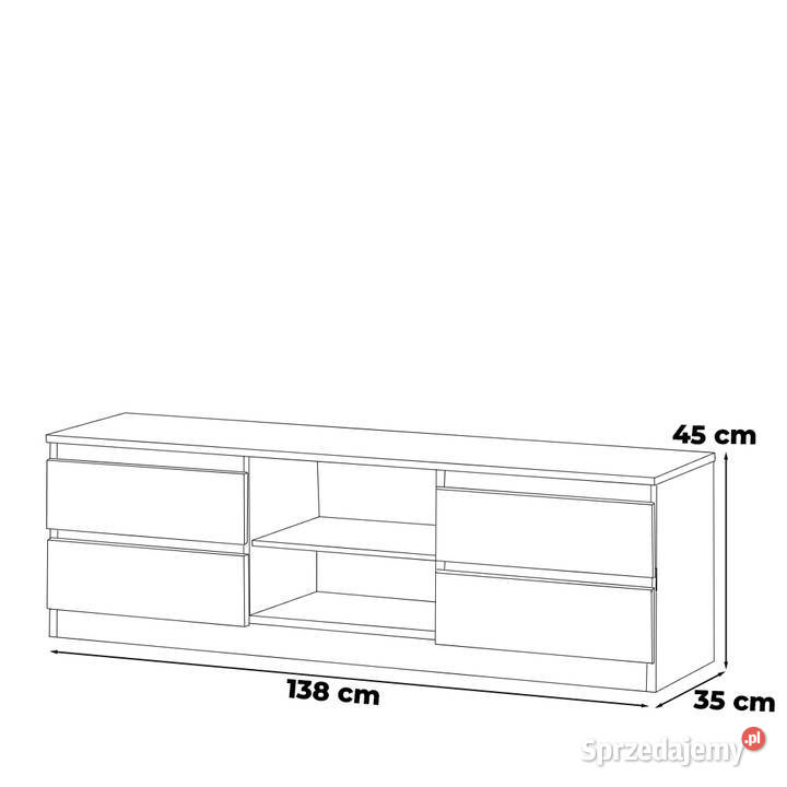 Szafka rtv pojemna 4 szuflady 138 stojąca do 35cm warmińsko-mazurskie Elbląg