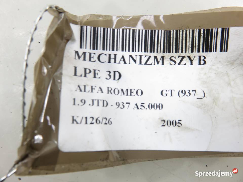 PODNOŚNIK SZYBY LEWY PRZEDNI 3D ALFA ROMEO GT