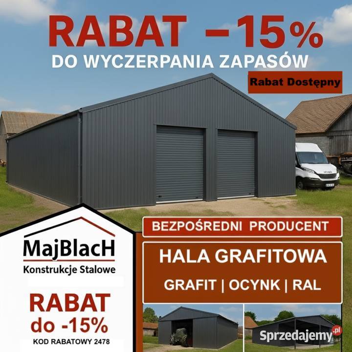 A96Duży Długi Grafitowy Garaż Blaszany Częstochowa