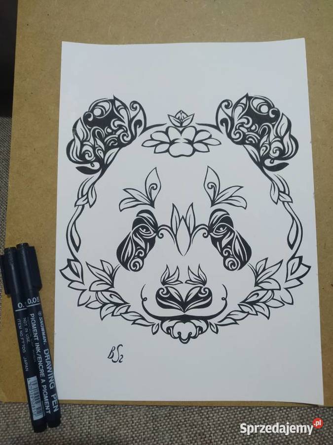 Rysunek panda 2 cienkopis blok tech A4 250 gm2 Malarstwo mazowieckie Warszawa