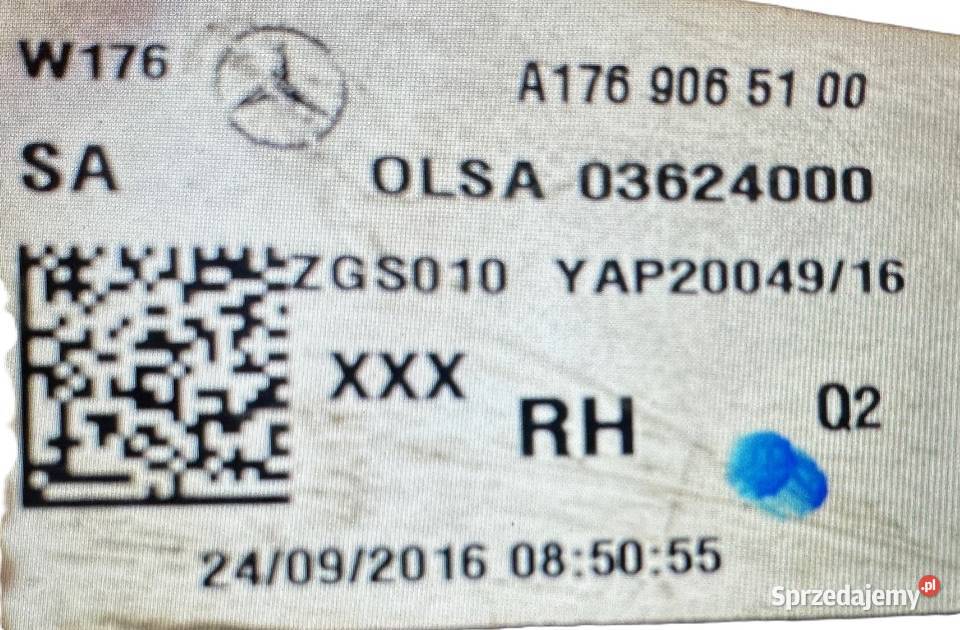 MERCEDES AKLASA 176 LIFT LAMPA PRAWA TYŁ W176 Motoryzacja Gorzów Wielkopolski