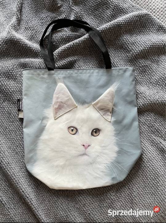 Torba A4 na ramię shopper kot biały maine coon Ząbki sprzedam