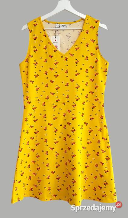 Damska sukienka bawełniana letnia żółta na żółty/złoty Chrzanów