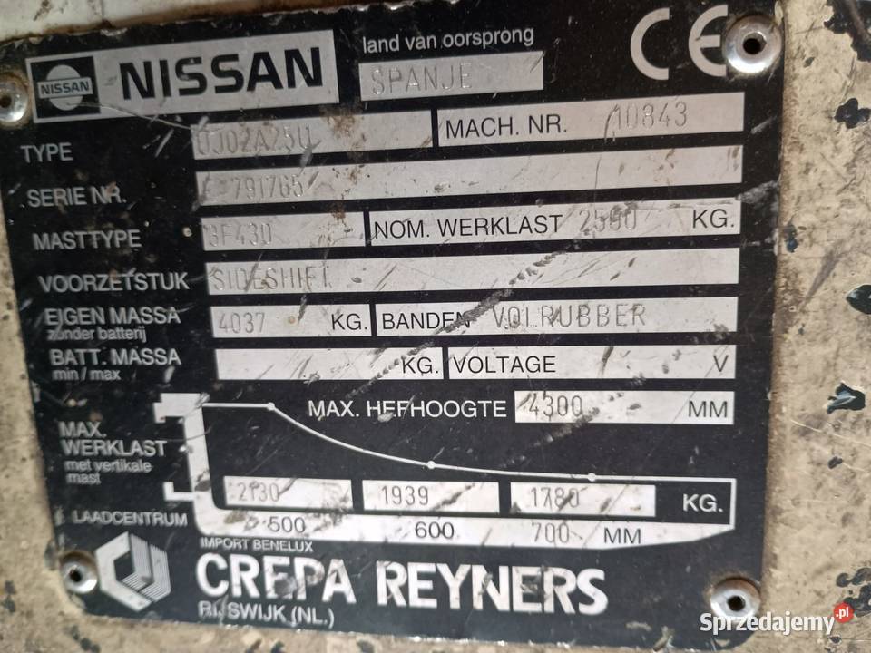 Wózek widłowy NISSAN 25 FJ02A25U 25 tony GAZ Wrocław