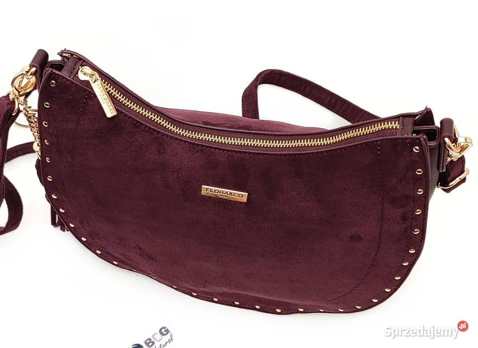 Torebka Listonoszka FloraCO Zamszowa Burgund Warszawa