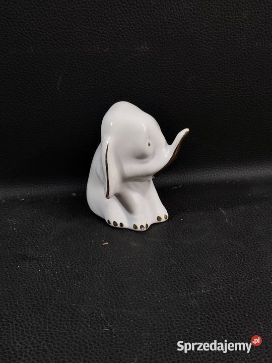 Porcelanowa Figurka Słonika na Szczęście Vintage łódzkie