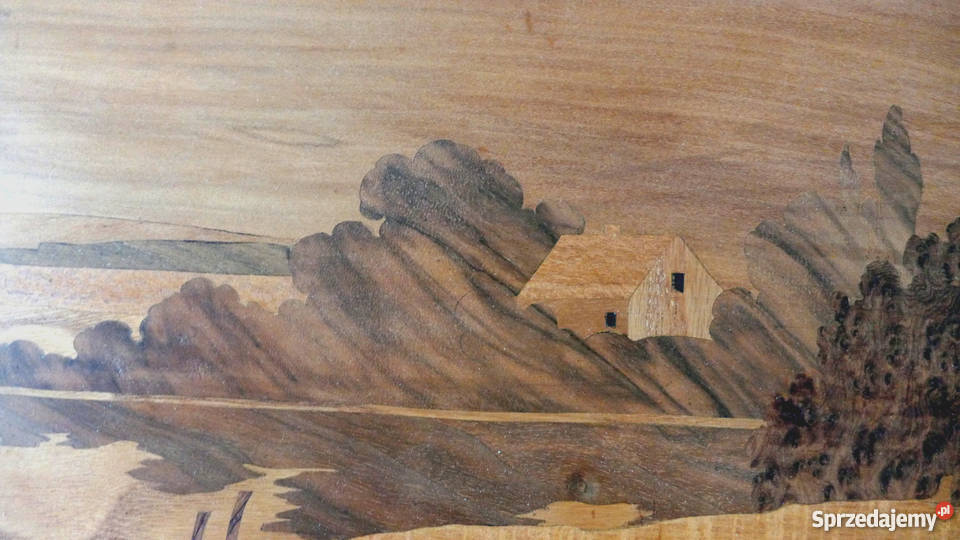 Secesyjne 2 płyciny CUDNE intarsje XIX w Warszawa