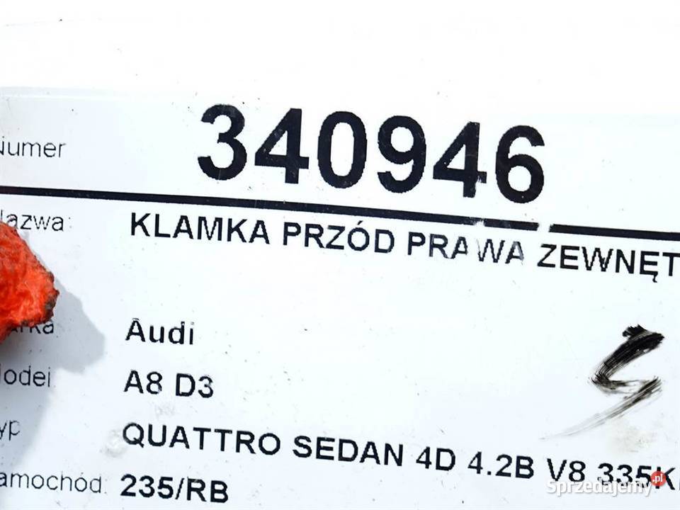 KLAMKA PRZÓD PRAWA ZEWNĘTRZNA AUDI A8 D3