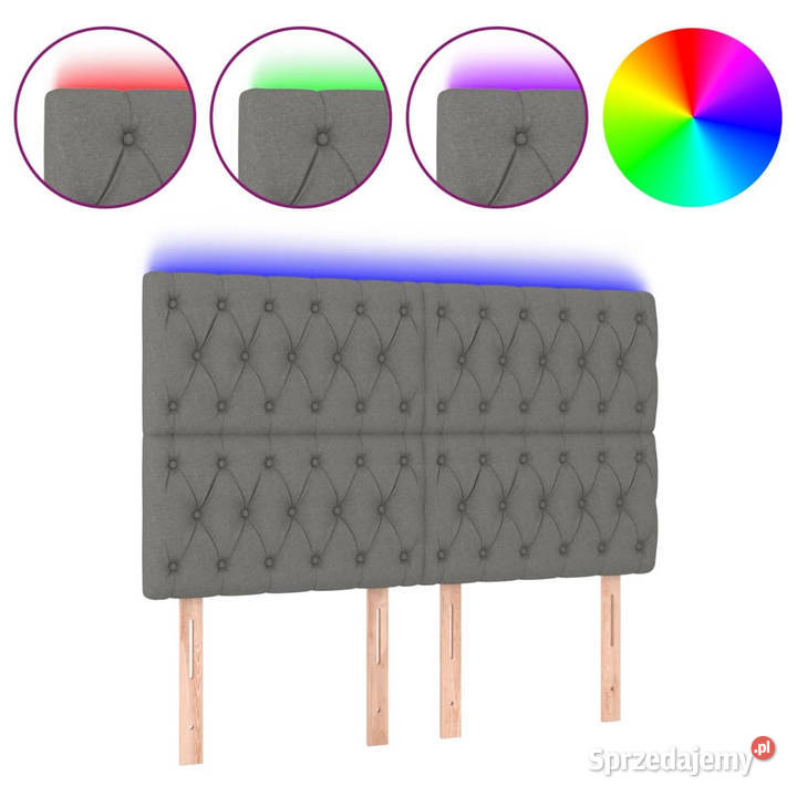 Zagłówek do łóżka z LED ciemnoszary 144x7x118128 mazowieckie Warszawa