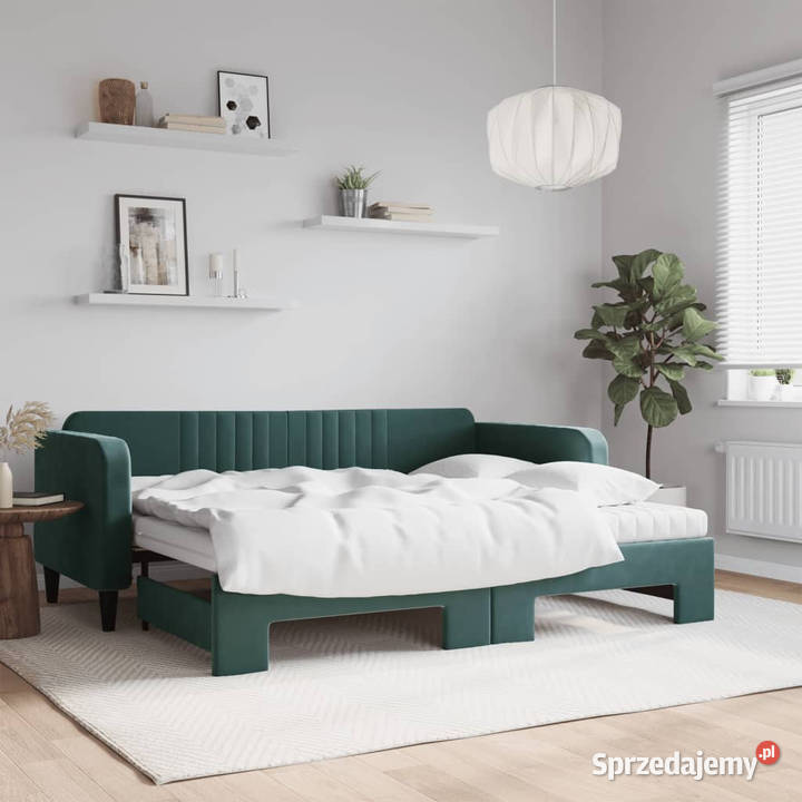 Sofa rozsuwana z materacami ciemnozielona 100cm mazowieckie