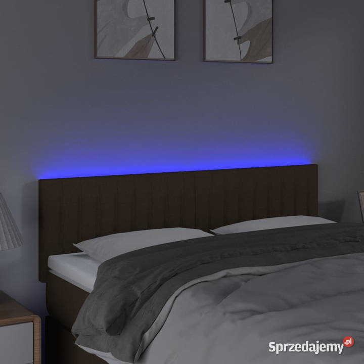 Zagłówek do łóżka z LED ciemnobrązowy 144x5x7888 Dom i Ogród