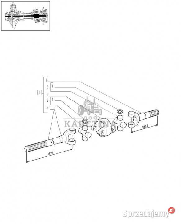 Holland T6010 Wałek krótki widełek 23850mm Jastrzębniki