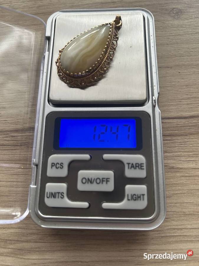 Zawieszka Retro Agat Pasowy w złocie 585 1247g śląskie Gliwice