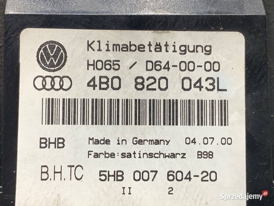 PANEL STEROWANIA NAWIEWU AUDI A6 C5 4B0820043L podkarpackie