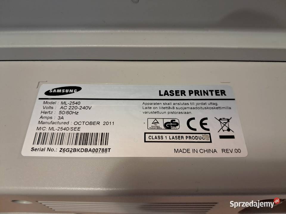 Drukarka laserowa Samsung ML 2540 USB na tonery Kraków