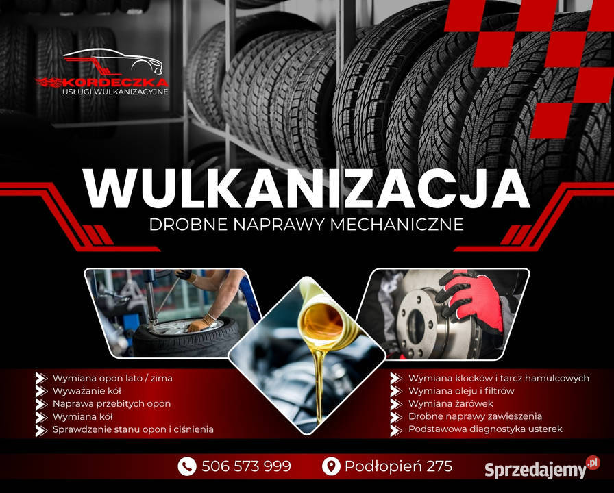 Usługi wulkanizacyjne Drobne naprawy mechaniczne Limanowa serwis