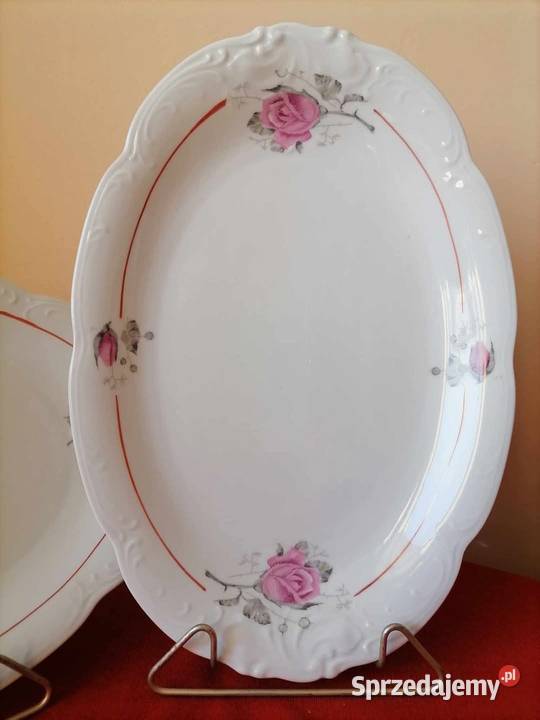Dwa Półmiski Róże Różowe Wawel PRL