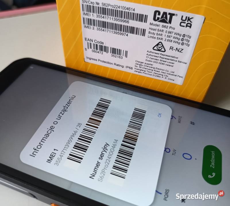 Cat s62 Pro termowizja nowy komplet Dąbrowa Tarnowska sprzedam
