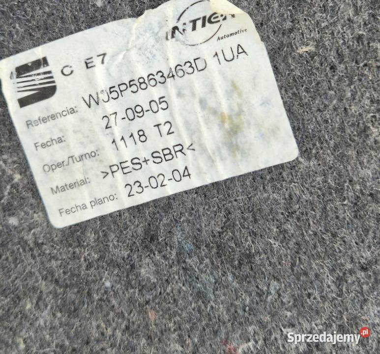DYWAN WYKŁADZINA BAGAŻNIKA SEAT TOLEDO III 3 osobowe świętokrzyskie Działoszyce