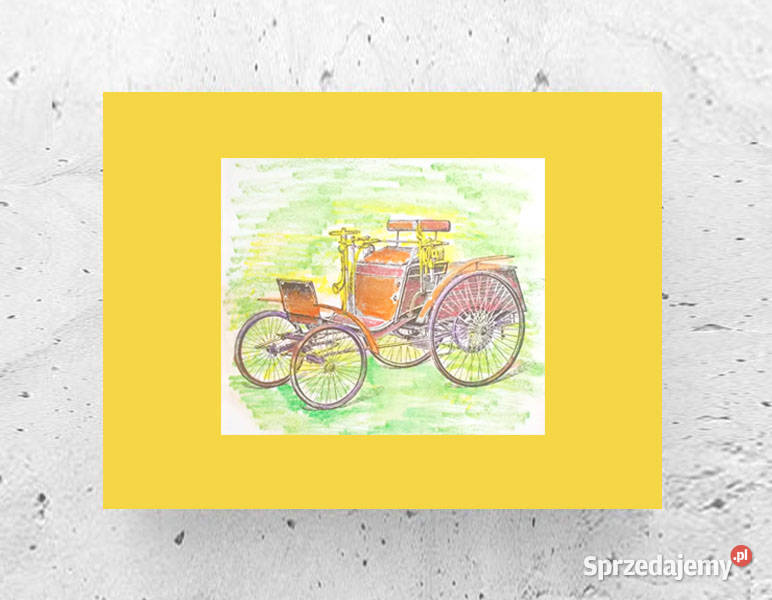 żółty obraz A3 retro obraz 30x40 fajna grafika Wyposażenie wnętrz Gdańsk sprzedam