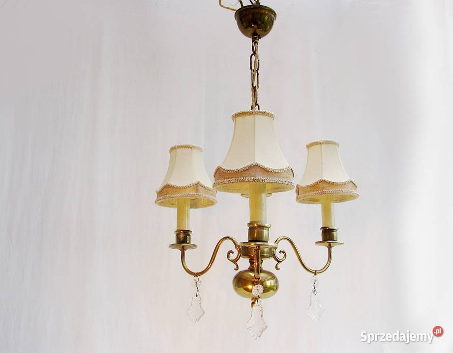 Żyrandol Lampa mosiądz Kryształki I Dom i Ogród