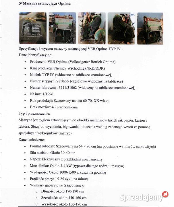 Na sprzedaż maszyny introligatorskie Kraków