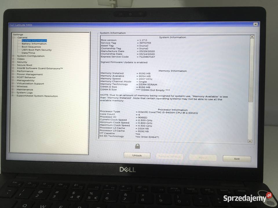 Laptop Dell Latitude 5401 Intel Core i59400H Komputery i Akcesoria