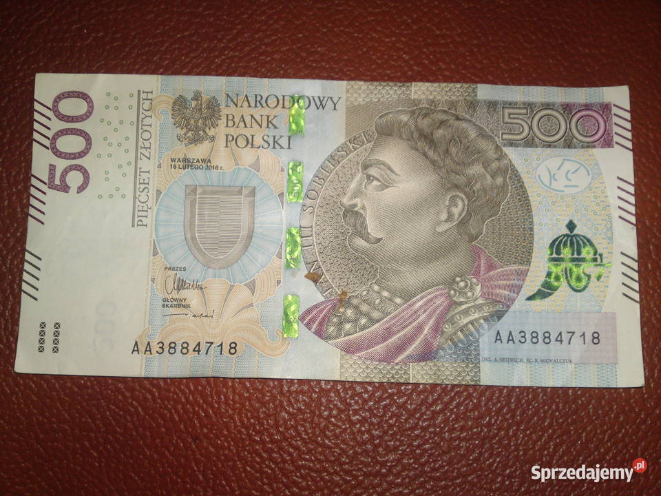 Banknot 500 seria AA Jan III Sobieski Wrocław