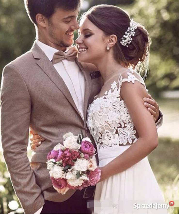 Suknia ślubna boho liniaA ivory koronka 36 38 46 Jelenia Góra