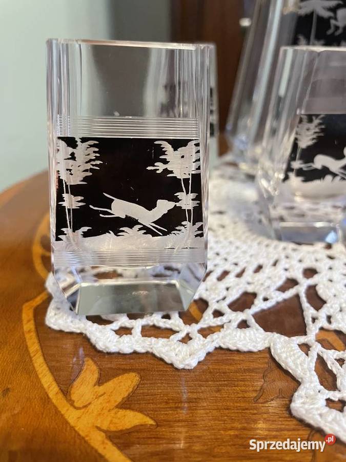 Karafka z kieliszkami z kryształu Jelenia Góra