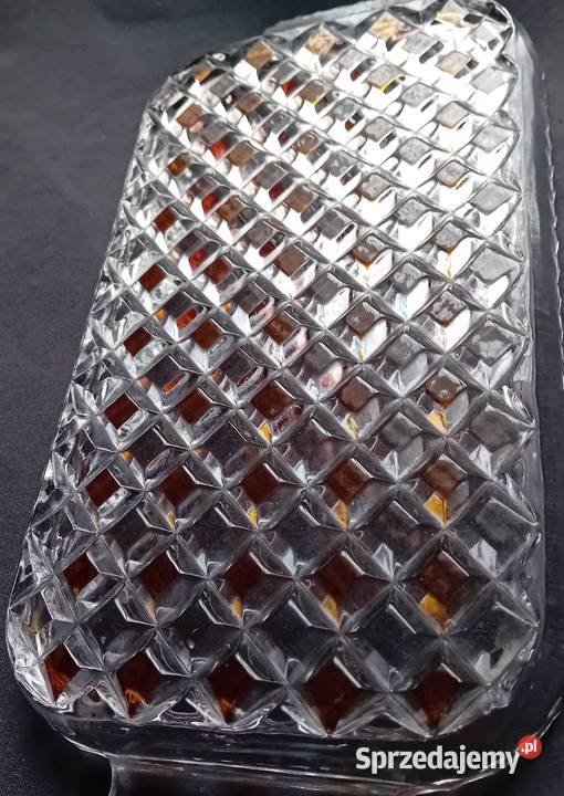 Kryształowa tacka z lazurowanym na kolor miodowy Koźminek