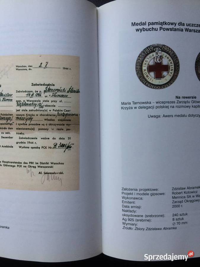 2795 Powstanie Warszawskie 1944 Medalami Pisane Antykwariat zachodniopomorskie Szczecin