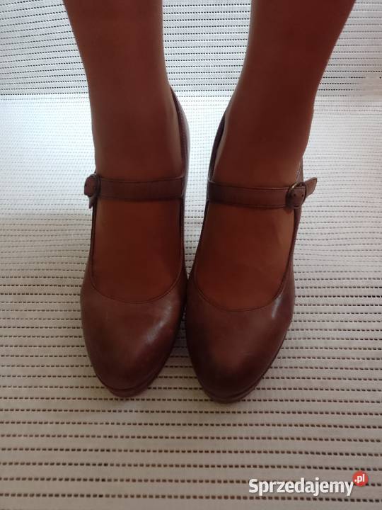 40 Real Leather Brązowe skórzane czółenka skóra
