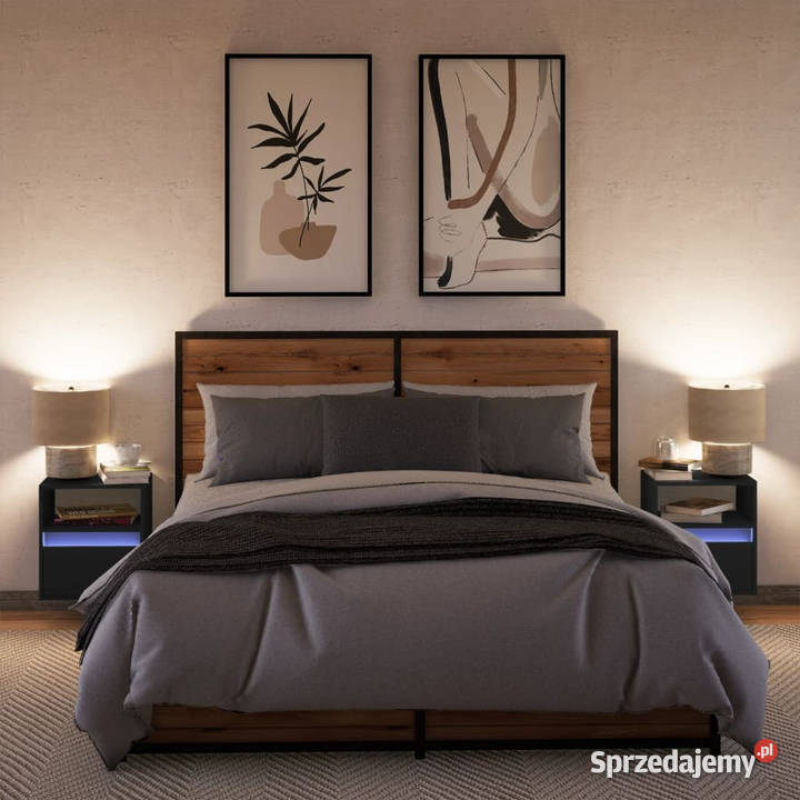 Wiszące szafki nocne z LED 2 czarne WM3307978 Warszawa