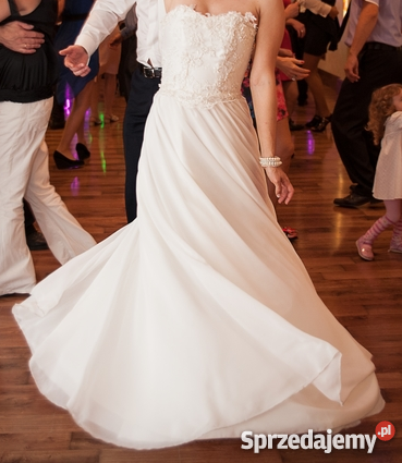 Suknia ślubna z narzutką muślin koronka rozmiar Kraków