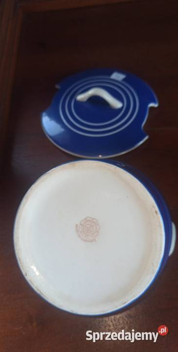 Puzderko pojemnik sygnowany Z pokrywką kobaltowy Gdańsk