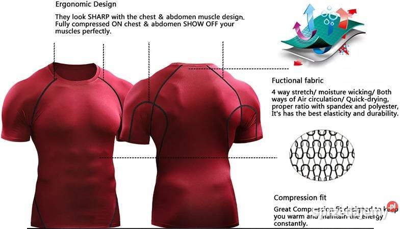 Koszulka Męska Sportowa Elastyczna Oddychająca łódzkie Sieradz