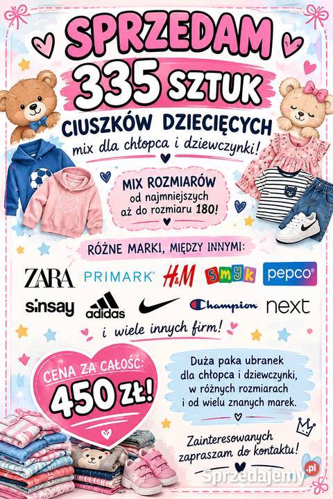 Ciuchy dziecięce Mix rozmiarów i marek